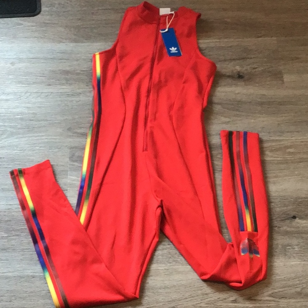 Red adidas jumpsuit